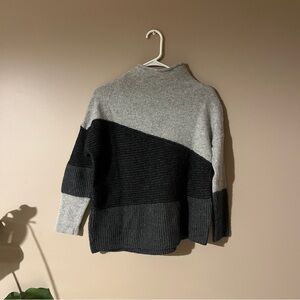 French Connection Gray and Black Turtleneck Sweater